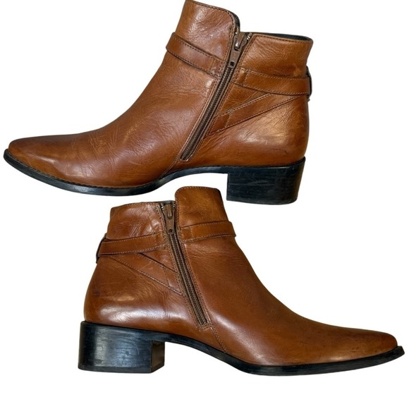 Paul Green Cognac Leather Heeled Booties Womens Size UK 6 - Picture 6 of 10